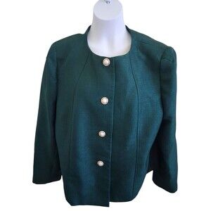 Vintage Preston & York Jacket Blazer Women's Size 18 Green Solid
